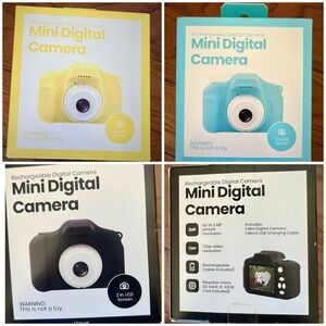 Gems Mini Digital Camera Rechargeable — Yellow, Blue, and Black. NIB